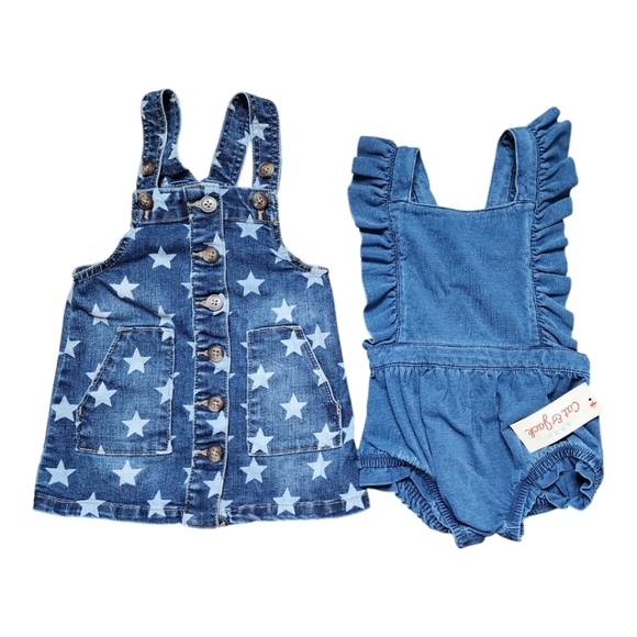 NWT Cat & Jack Ruffle Romper & Wonder Nation Stars Printed Dress Size 18… - Picture 3 of 4